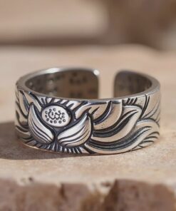 Adjustable Silver "Lotus Flower" Ring
