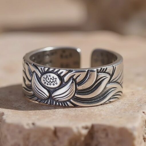 Adjustable Silver "Lotus Flower" Ring
