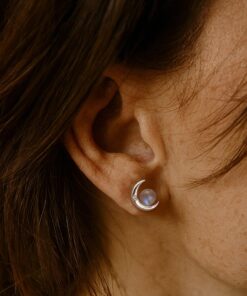 Mystical Moon Earrings in Labradorite & Silver