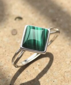 Adjustable "Verdant Glow" Malachite Ring - Square Shape
