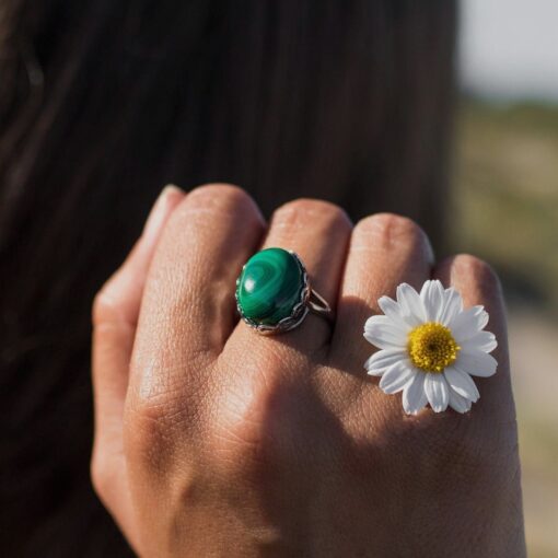Adjustable "Purification & Healing" Malachite Ring