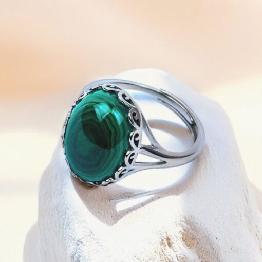Adjustable "Purification & Healing" Malachite Ring