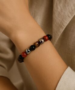Ancrage & Protection Bracelet in Tourmaline, Red Jasper, Hematite & Tiger Eye