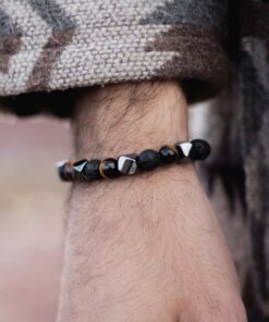 Triple Protection Bracelet in Lava Stone, Tiger Eye & Hematite