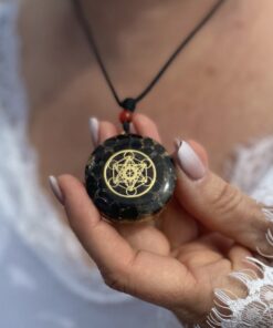 Metatron Power Orgonite Pendant in Obsidian & Garnet