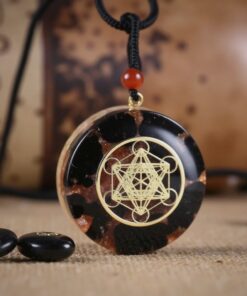 Metatron Power Orgonite Pendant in Obsidian & Garnet