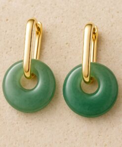 Natural Stone 'Éclat Minéral' Hoop Earrings