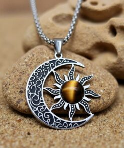 Cosmic Balance Moon-Sun Pendant in Tiger's Eye