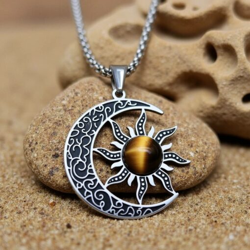 Cosmic Balance Moon-Sun Pendant in Tiger's Eye