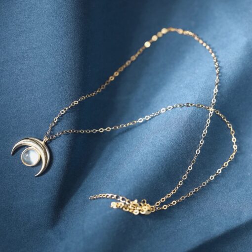 Moonstone Crescent Moon Necklace