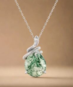 Moss Agate & Silver 'Guardian of Serenity' Pendant