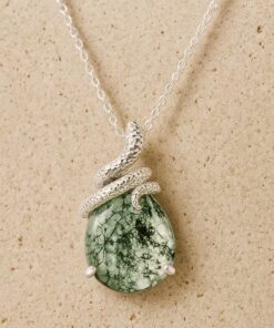 Moss Agate & Silver 'Guardian of Serenity' Pendant