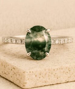 Gaia Ring in Moss Agate & Silver