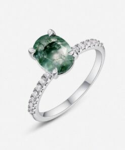 Gaia Ring in Moss Agate & Silver