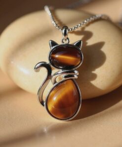 Natural Stone Cat Pendant