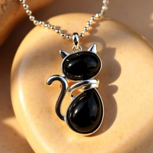 Natural Stone Cat Pendant