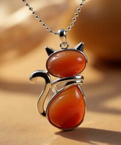 Natural Stone Cat Pendant