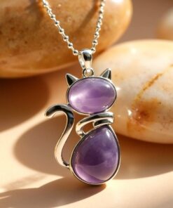 Natural Stone Cat Pendant