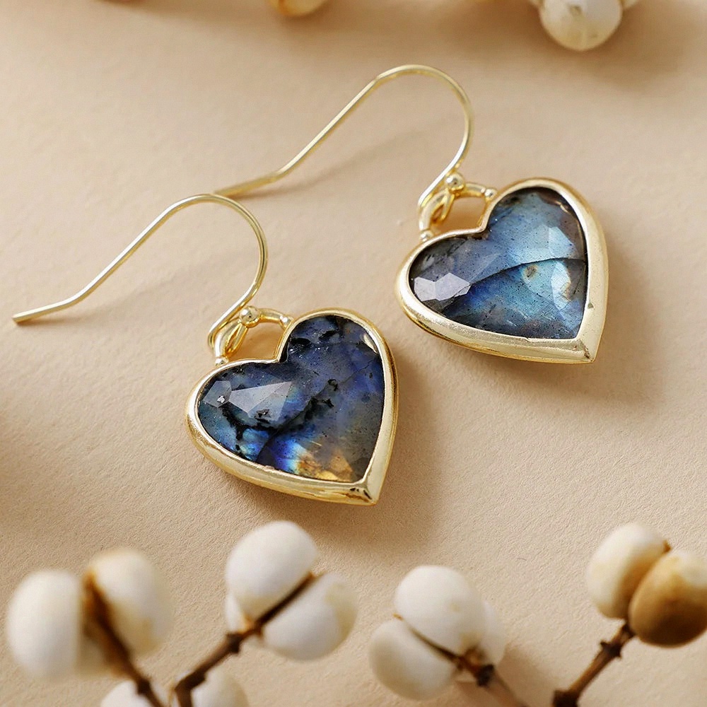 Natural Stone Earrings 'My Heart in Light' – Unique Handmade Jewelry