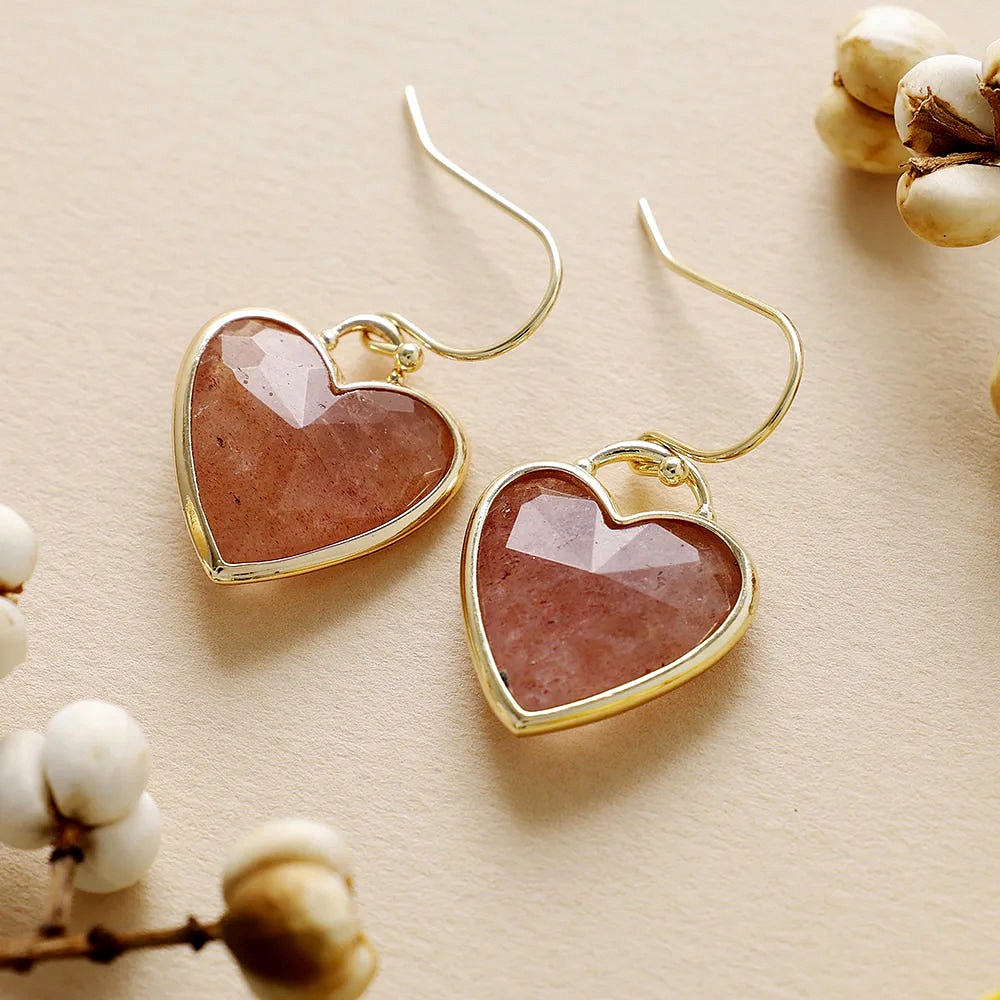 Natural Stone Earrings 'My Heart in Light' – Unique Handmade Jewelry