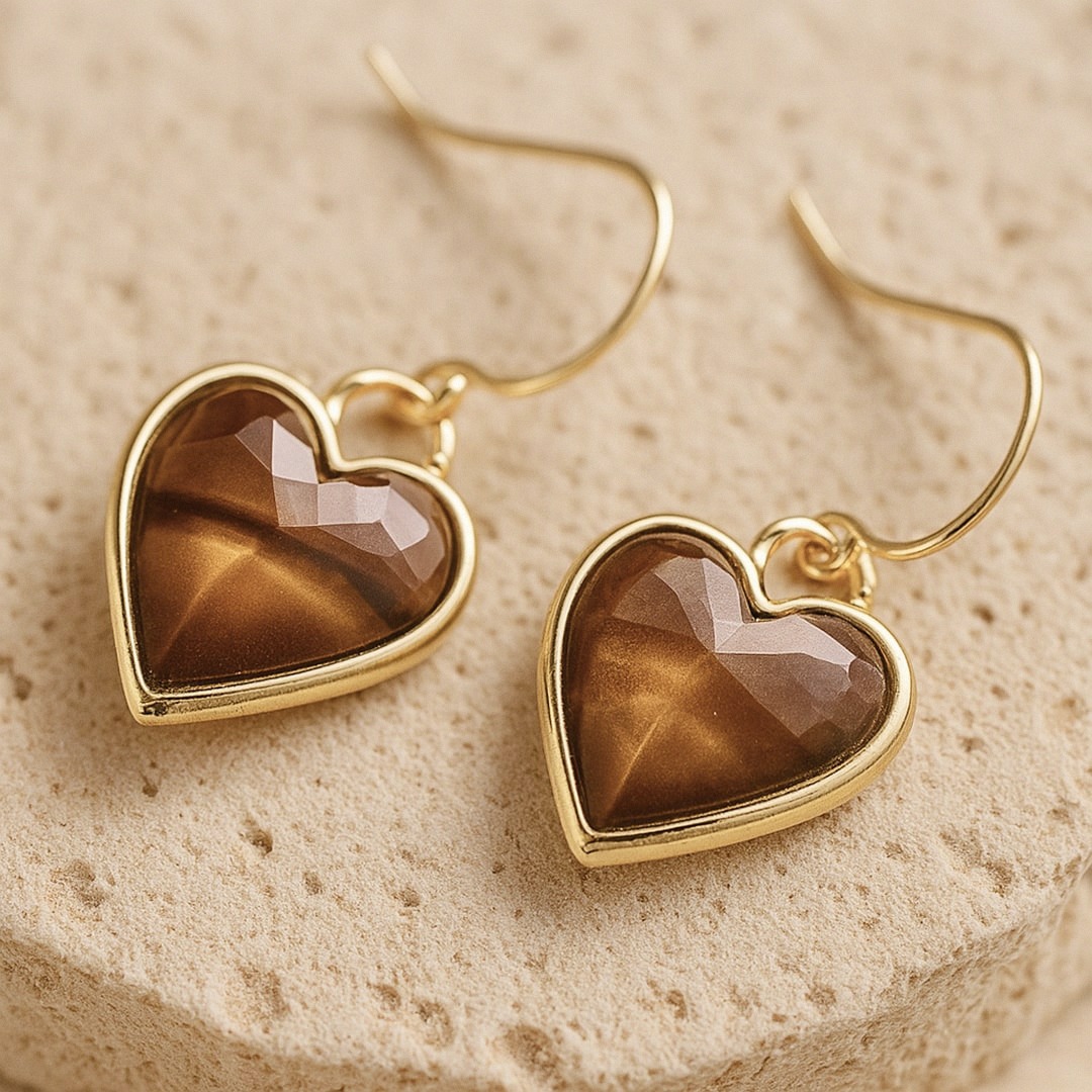 Natural Stone Earrings 'My Heart in Light' – Unique Handmade Jewelry