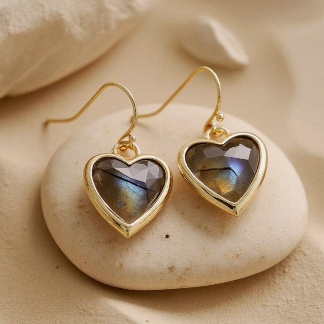 Natural Stone Earrings 'My Heart in Light' – Unique Handmade Jewelry