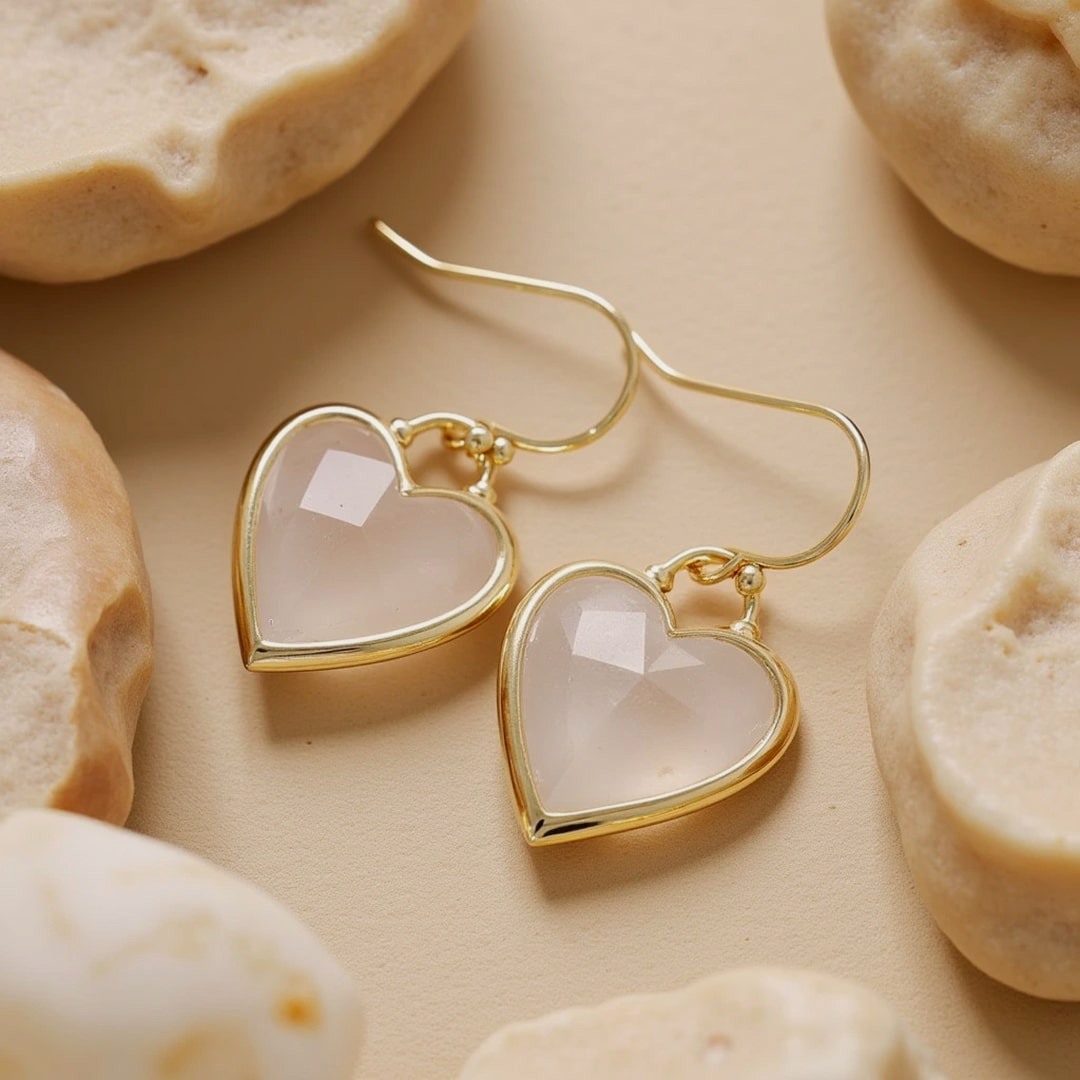 Natural Stone Earrings 'My Heart in Light' – Unique Handmade Jewelry