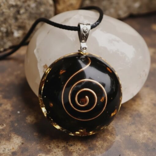 Orgonite Pendant 'Protective Energies' in Black Obsidian