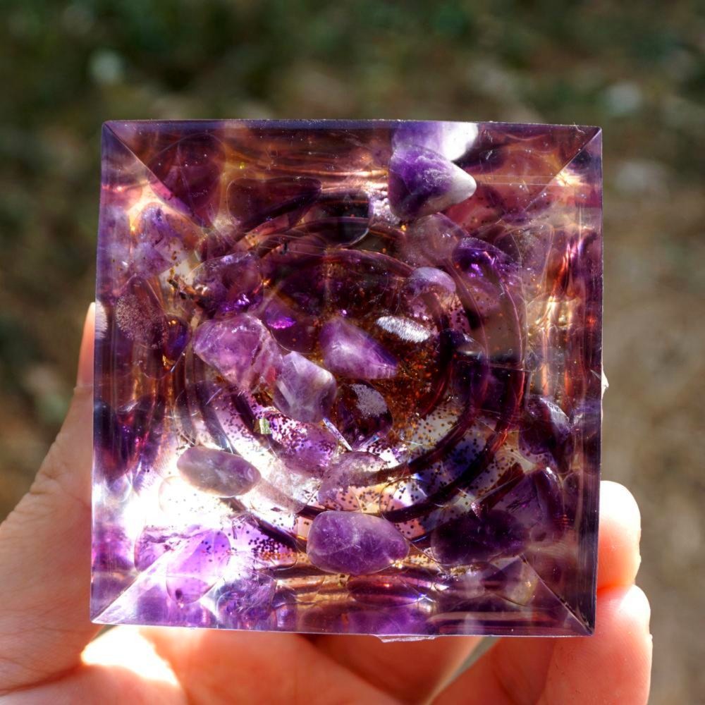 Amethyst & Smoky Quartz "Letting Go" Orgonite