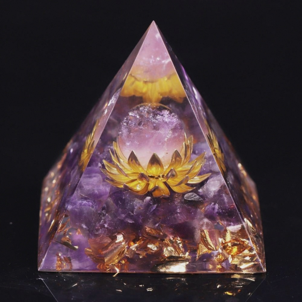 Amethyst 'Divine Lotus' Orgonite - Healing Energy Crystal