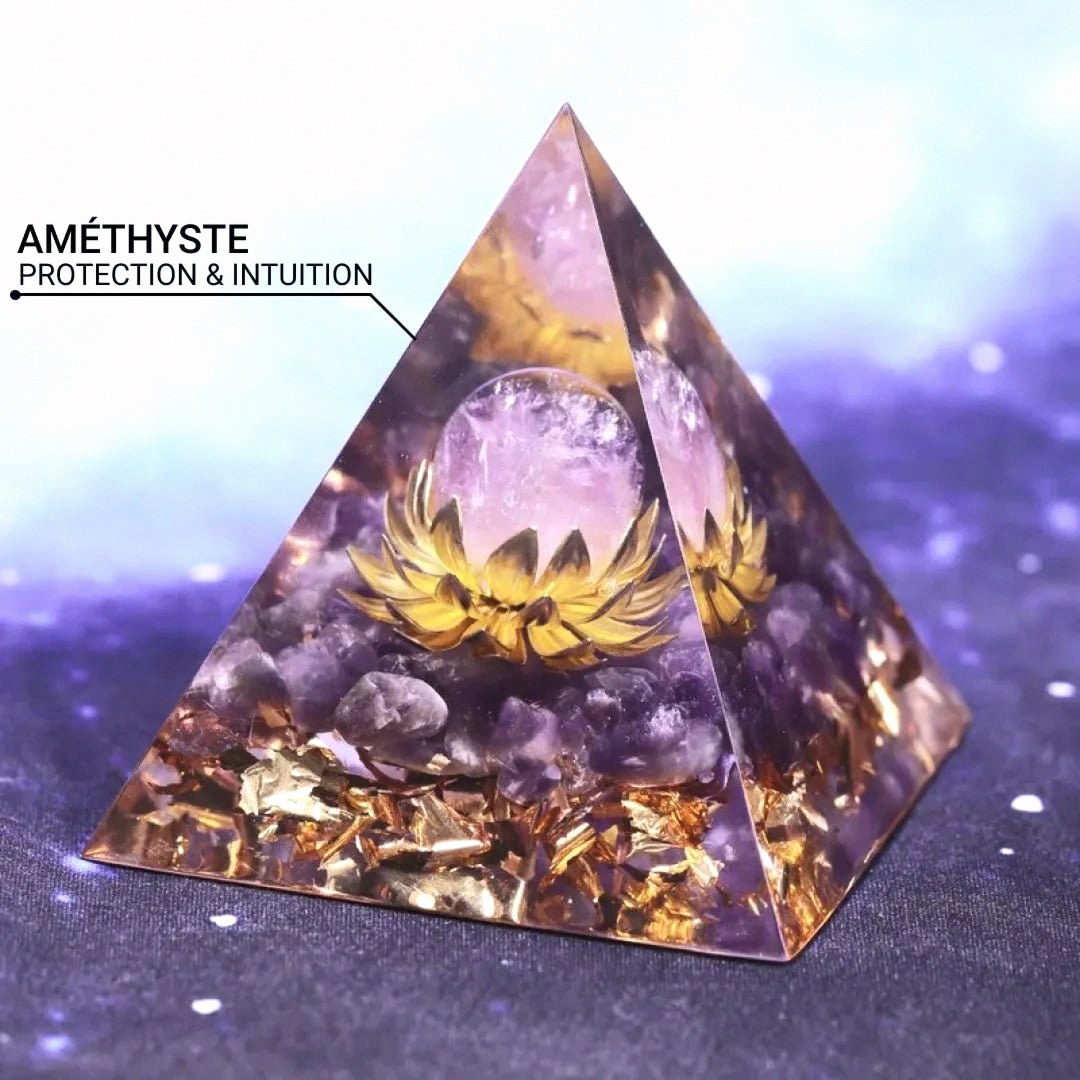Amethyst 'Divine Lotus' Orgonite - Healing Energy Crystal