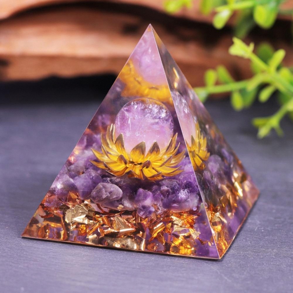 Amethyst 'Divine Lotus' Orgonite - Healing Energy Crystal