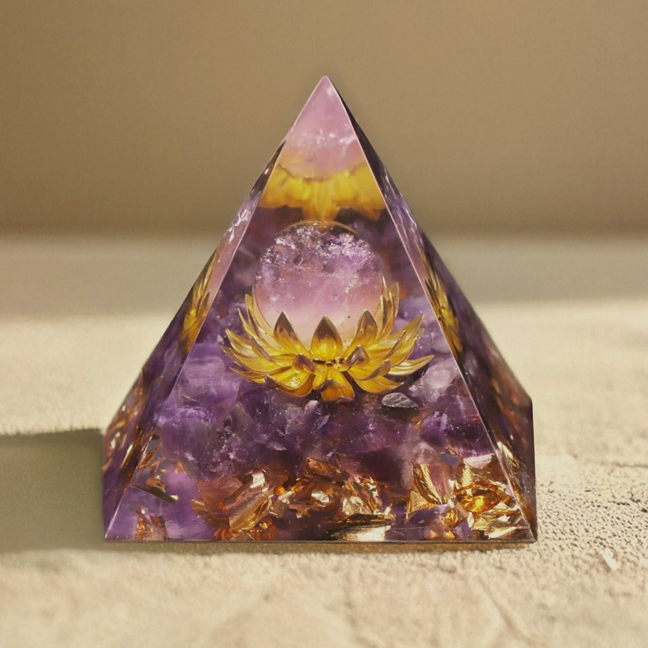 Amethyst 'Divine Lotus' Orgonite - Healing Energy Crystal