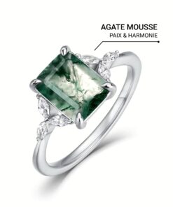 Green Balance Ring in Moss Agate & Silver - Nature-Inspired Jewellery