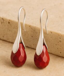 Red Jasper Dangle Earrings - Natural Stone Jewelry