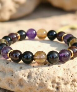 Harmony & Protection Bracelet in Shungite, Smoky Quartz, Amethyst & Garnet