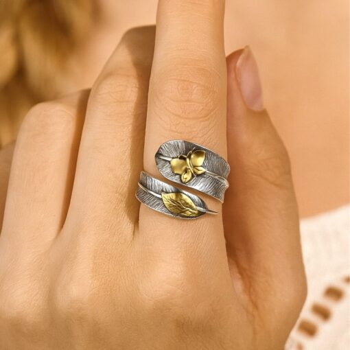 Adjustable "Angel Feather" Silver Ring