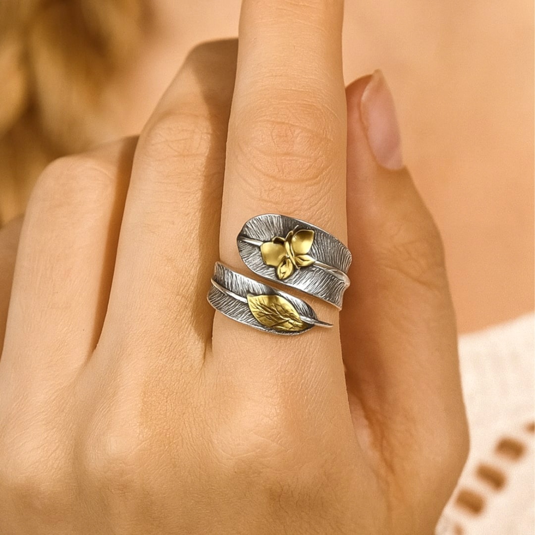 Adjustable "Angel Feather" Silver Ring