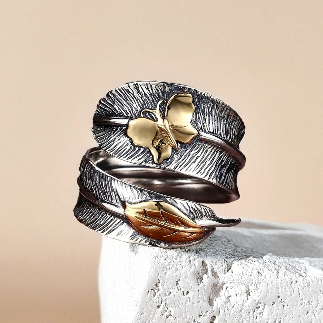 Adjustable "Angel Feather" Silver Ring