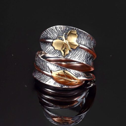 Adjustable "Angel Feather" Silver Ring