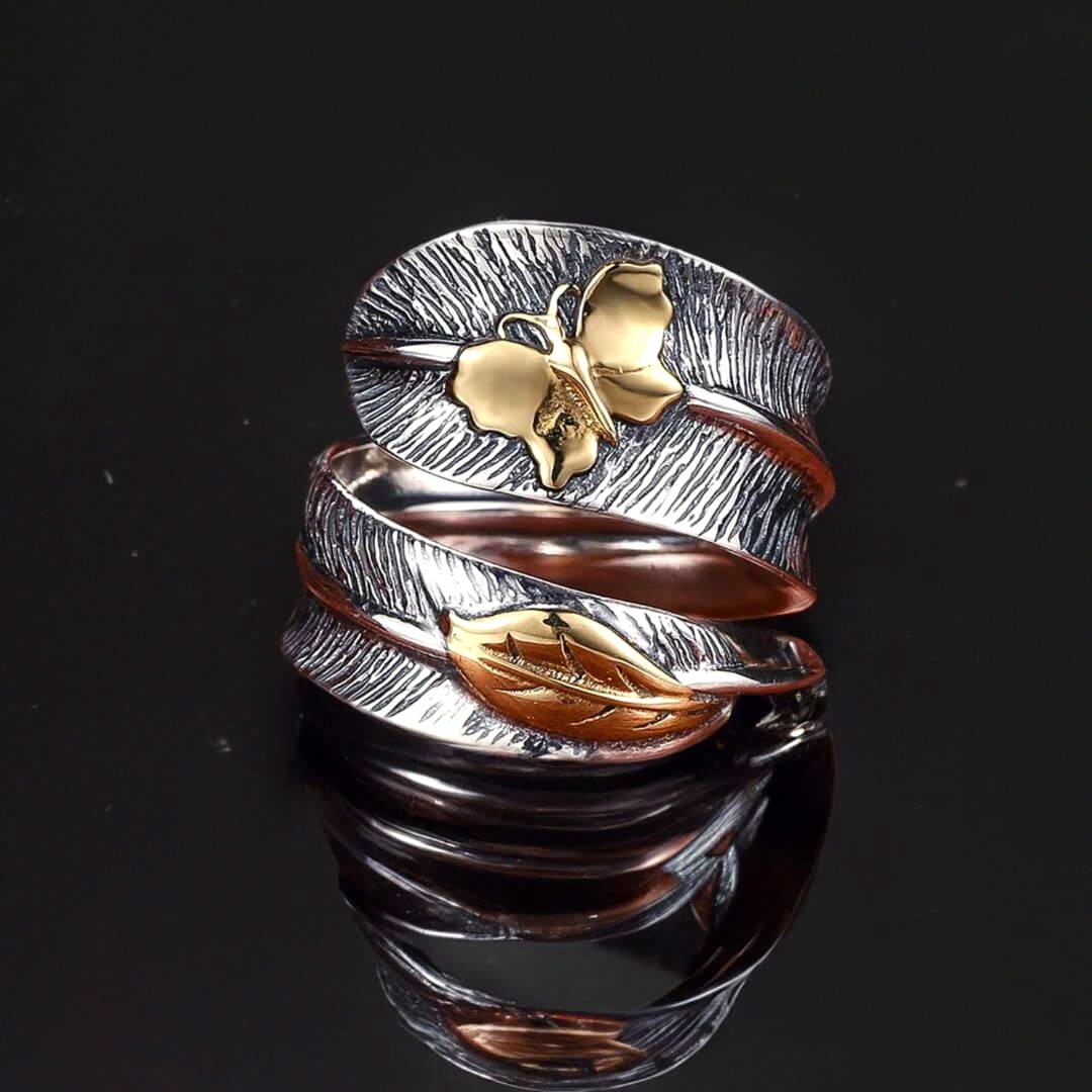 Adjustable "Angel Feather" Silver Ring