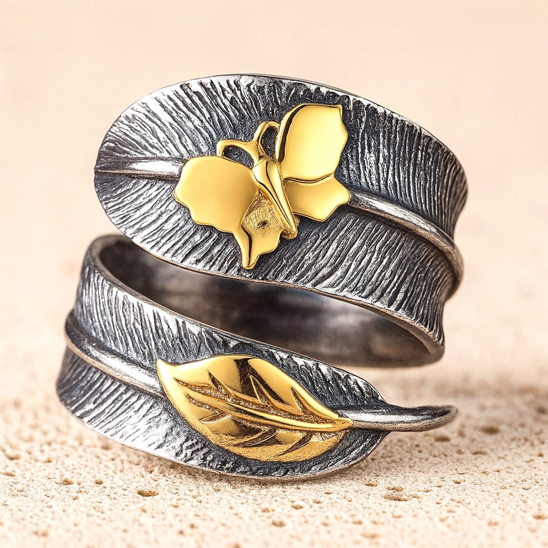 Adjustable "Angel Feather" Silver Ring