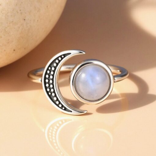 Adjustable "Selene" Moonstone Ring