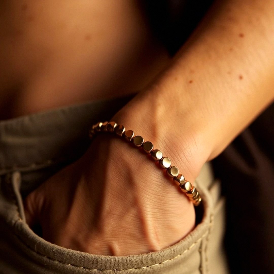 Tibetan Copper Bead Bracelet - Handmade Artisan Jewelry