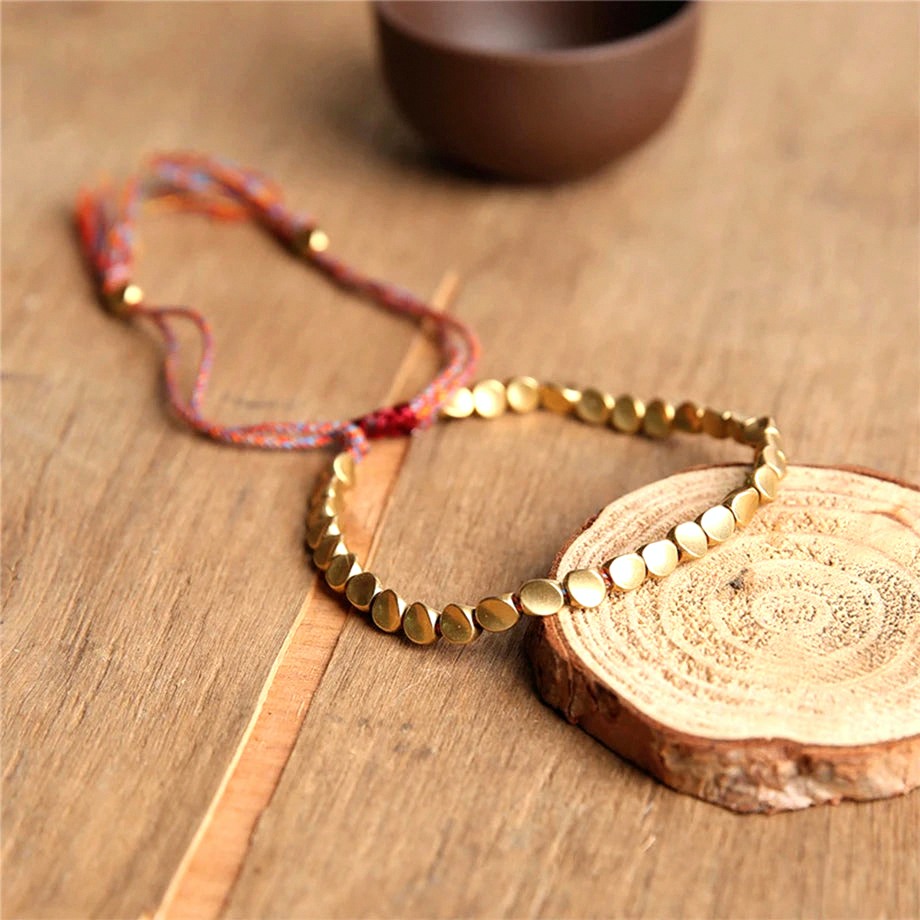 Tibetan Copper Bead Bracelet - Handmade Artisan Jewelry