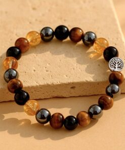 Force & Light Bracelet in Tiger Eye, Citrine, Hematite & Obsidian