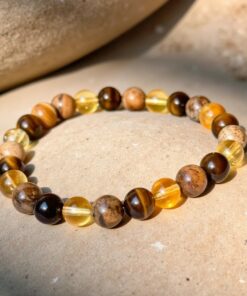 Protection & Prosperity Bracelet in Tiger Eye, Citrine & Landscape Jasper
