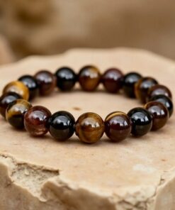 Success & Protection Bracelet in Tiger Eye, Garnet, Tourmaline & Smoky Quartz