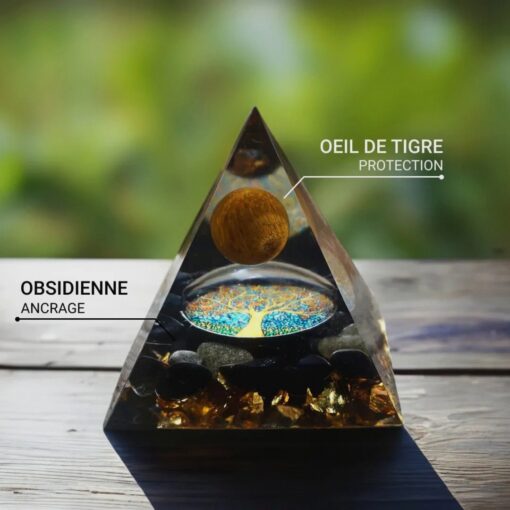 Rebirth Tree of Life Orgonite in Tiger Eye & Obsidian