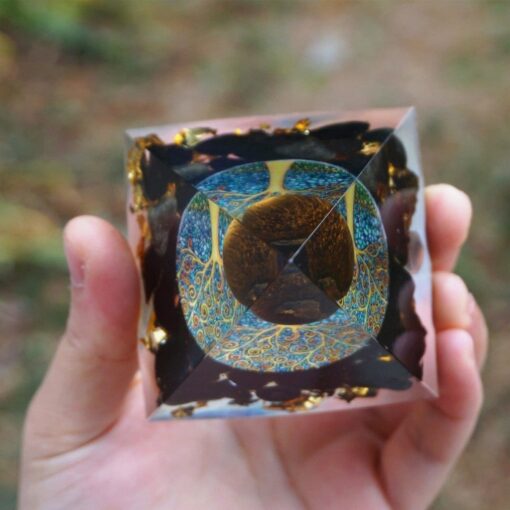 Rebirth Tree of Life Orgonite in Tiger Eye & Obsidian